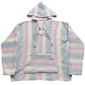 Molina Mexican Baja Hoodie Drug Rug Striped Pullover XL Made‎ Mexico